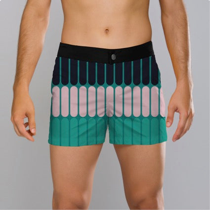 MÏAU Club Short Tongues Deep Med Green men's swim shorts