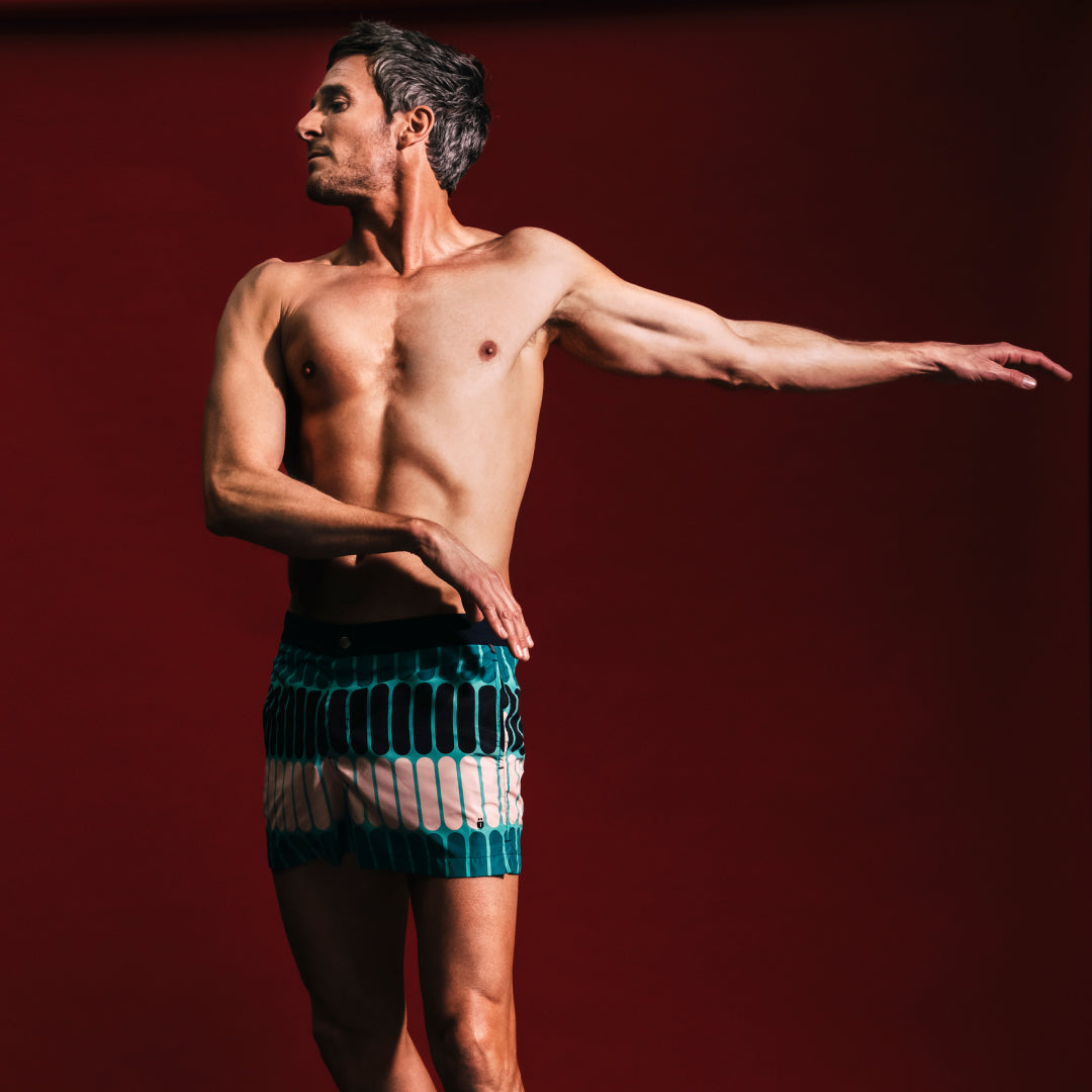 MÏAU Club Short Tongues Deep Med Green men's swim shorts
