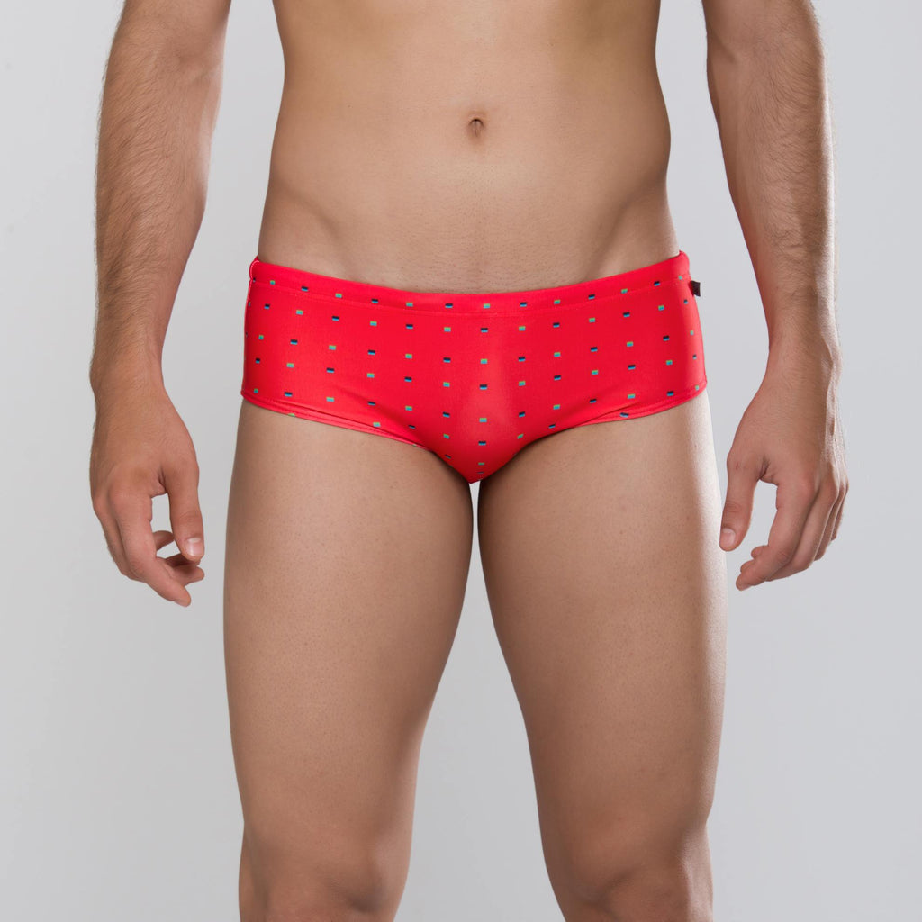 MÏAU Smart Brief Flags Smoothy Red men's swim brief
