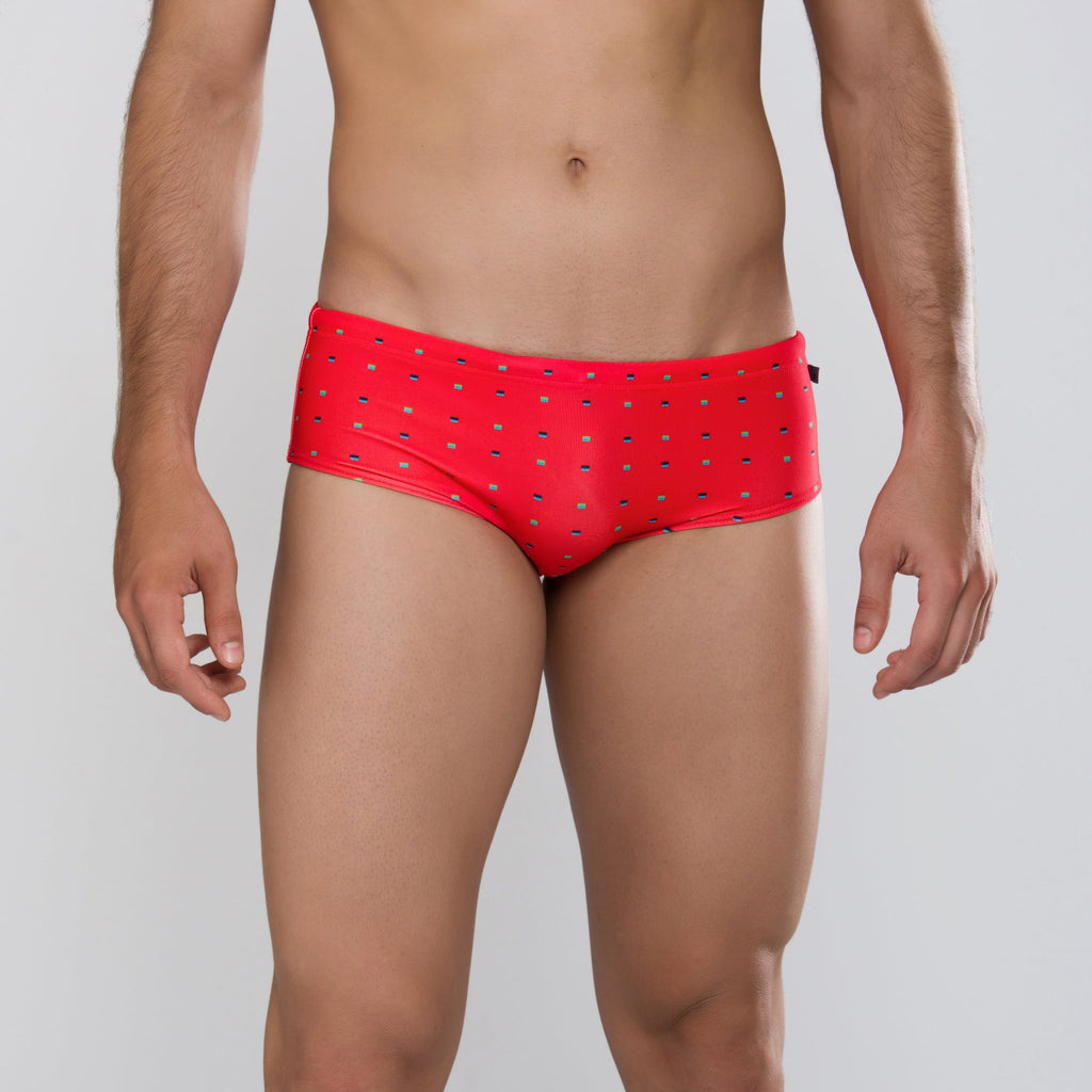 MÏAU Smart Brief Flags Smoothy Red men's swim brief