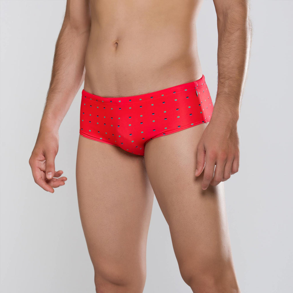 MÏAU Smart Brief Flags Smoothy Red men's swim brief