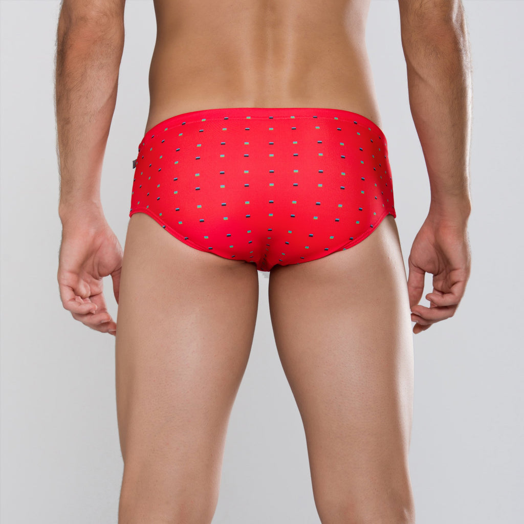 MÏAU Smart Brief Flags Smoothy Red men's swim brief